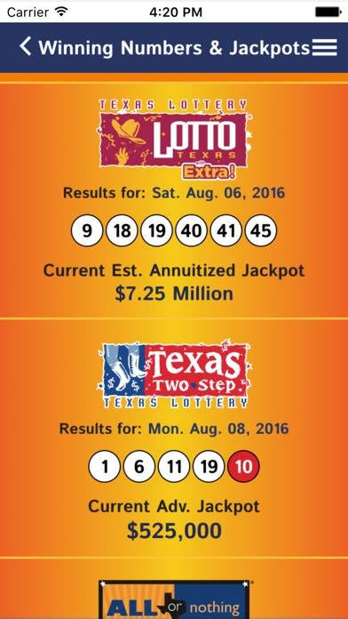 Texas Lottery Official App .